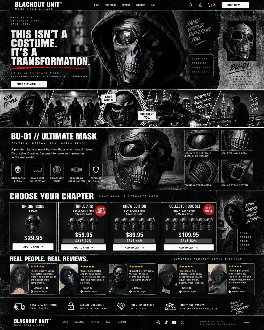 2 BLACKOUT UNIT ULTIMATE MASK + 1 FREE MASK + 3 BONUS COLOR CRYSTAL SETS